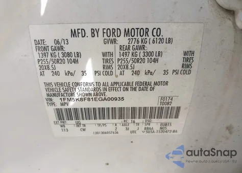 2014 Ford Explorer Limited из США, поврежденный, VIN 1FM5K8F81EGA00935